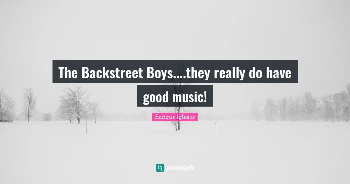 The Backstreet Boys....they really do have good music!