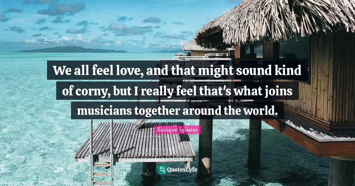 Musician Quotes: "We all feel love, and that might sound kind of corny, but I really feel that's what joins musicians together around the world."