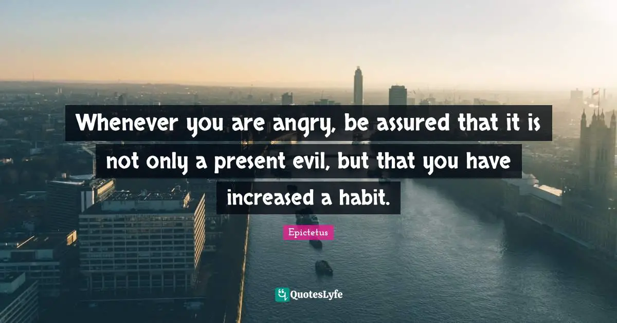 Whenever you are angry, be assured that it is not only a present evil, but that you have increased a habit.