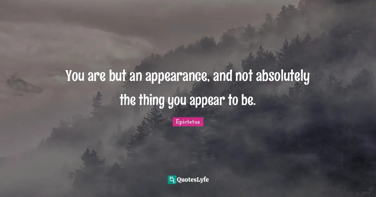 You are but an appearance, and not absolutely the thing you appear to be.