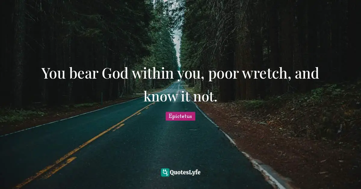 You bear God within you, poor wretch, and know it not.