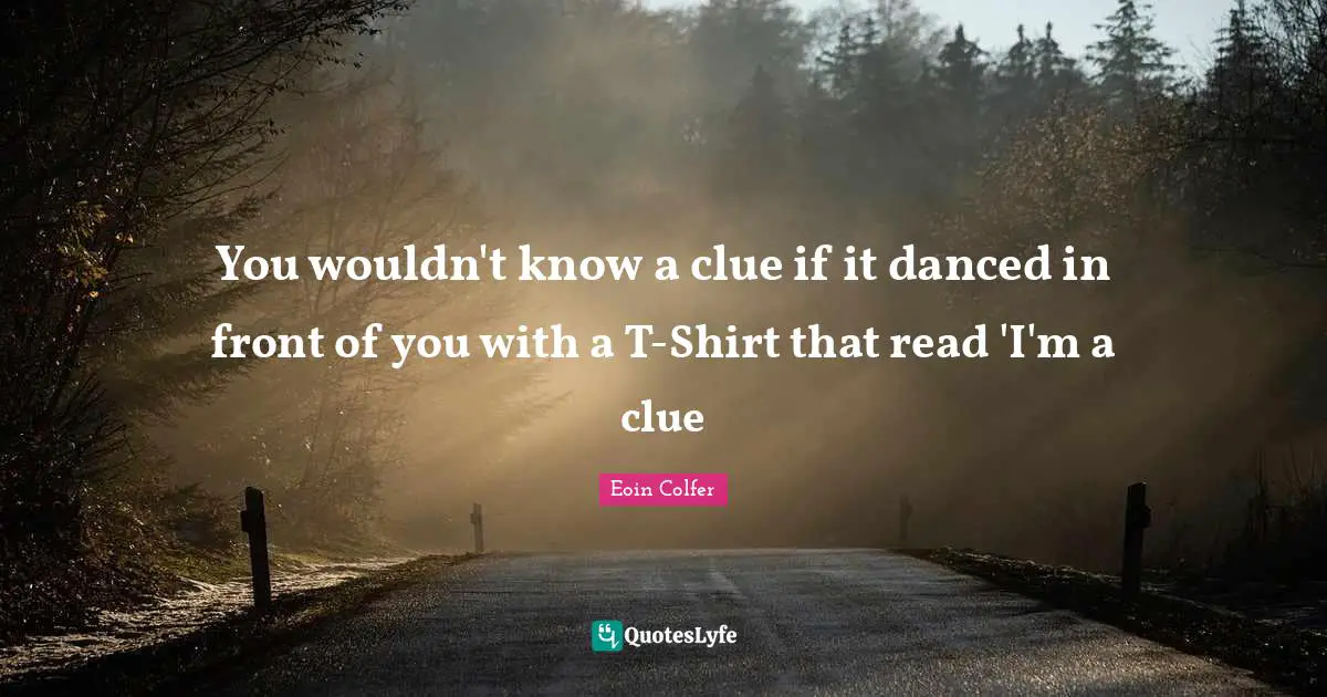 You wouldn't know a clue if it danced in front of you with a T-Shirt that read 'I'm a clue
