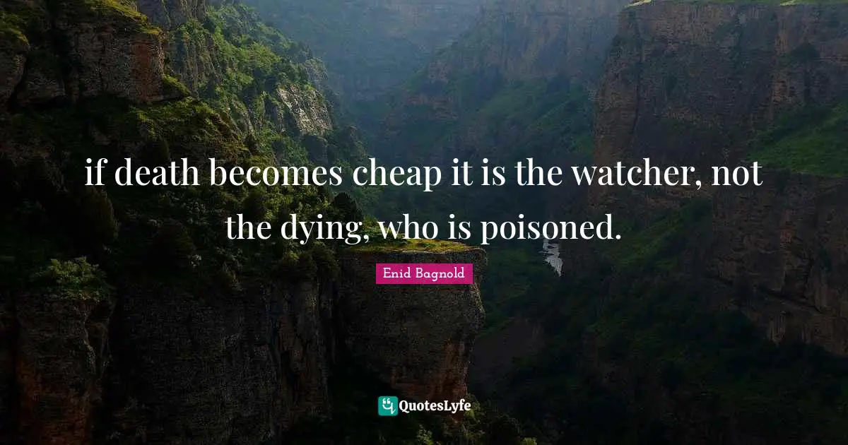 if death becomes cheap it is the watcher, not the dying, who is poisoned.