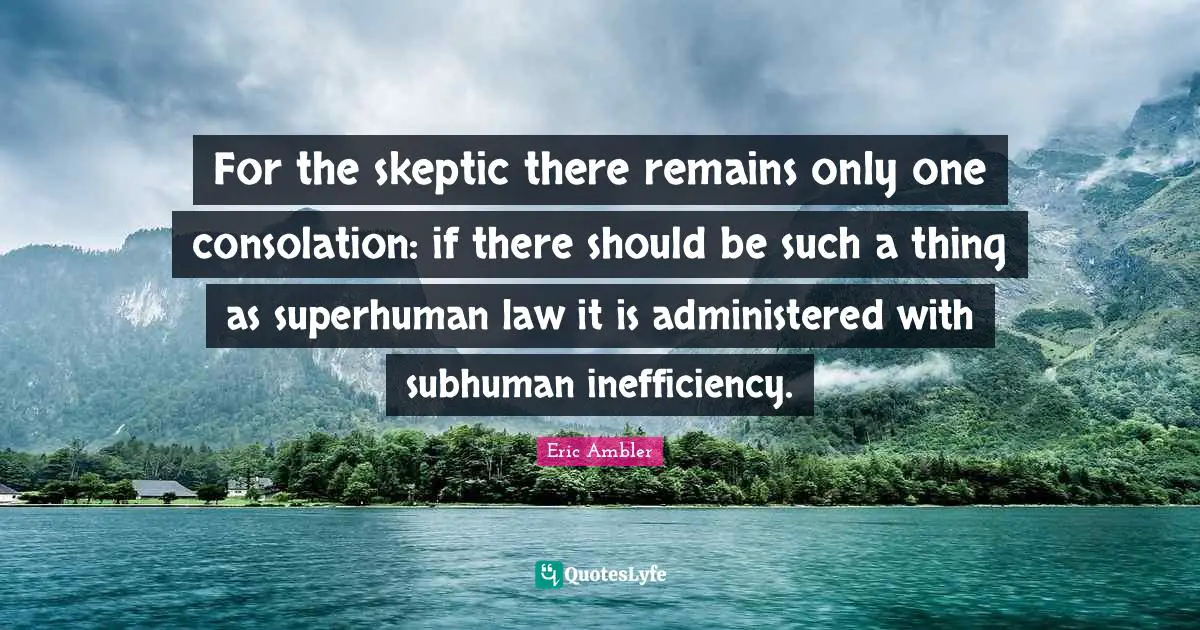 Inefficiency Quotes: "For the skeptic there remains only one consolation: if there should be such a thing as superhuman law it is administered with subhuman inefficiency."