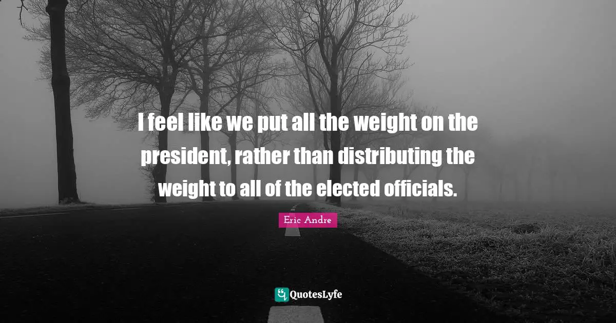 I feel like we put all the weight on the president, rather than distributing the weight to all of the elected officials.