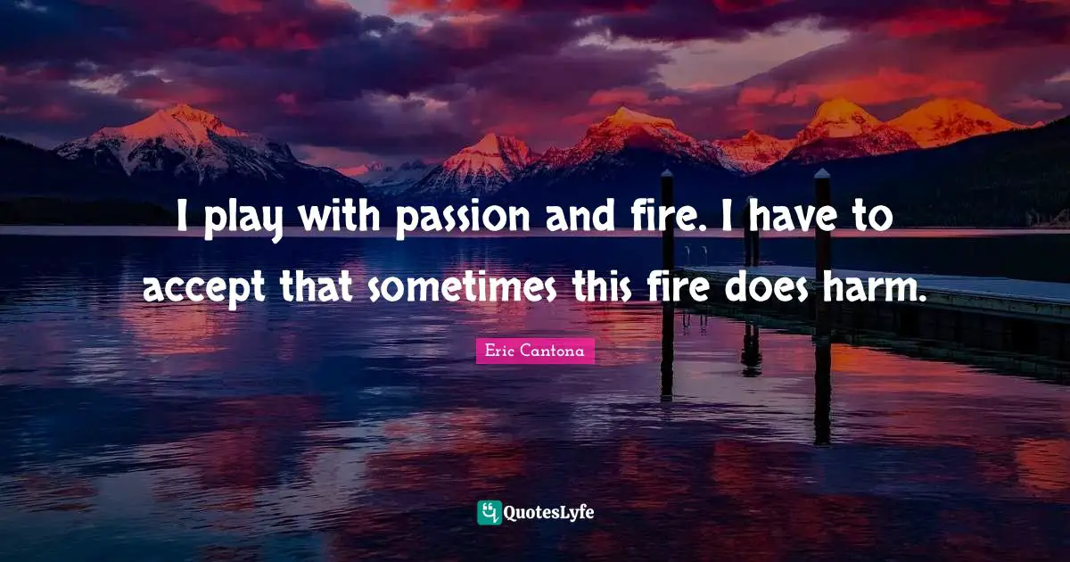 I play with passion and fire. I have to accept that sometimes this fire does harm.