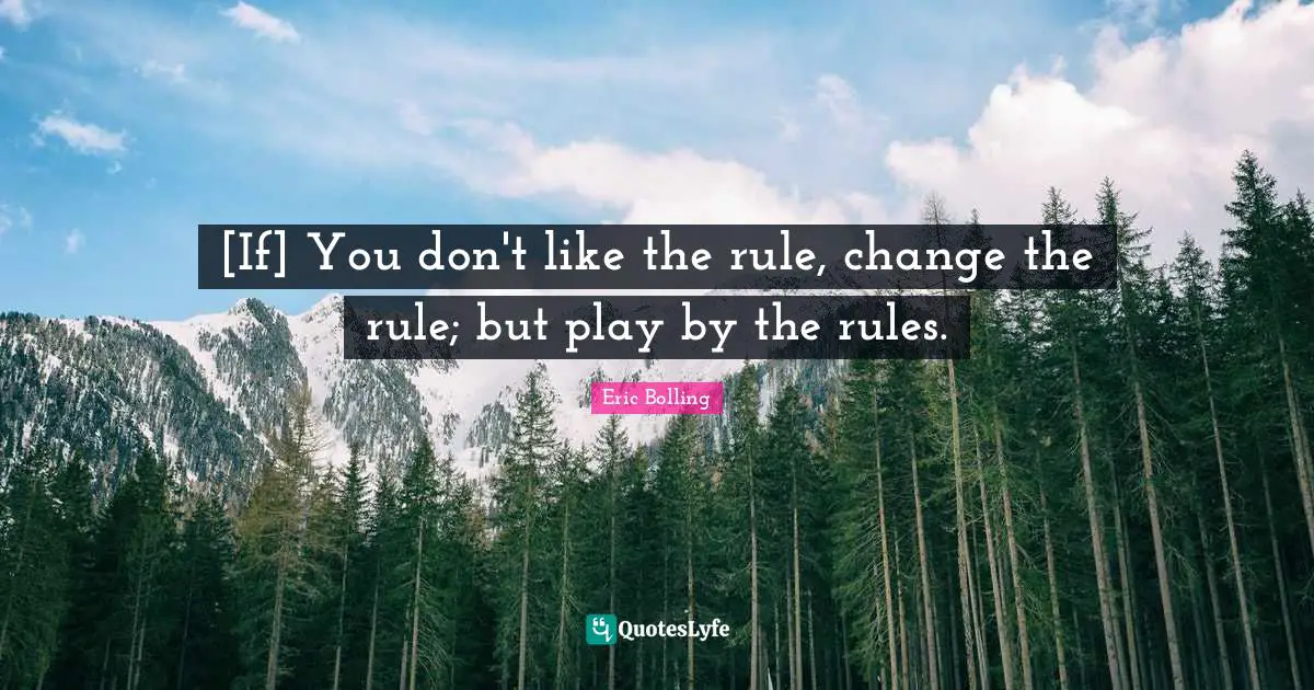 [If] You don't like the rule, change the rule; but play by the rules.