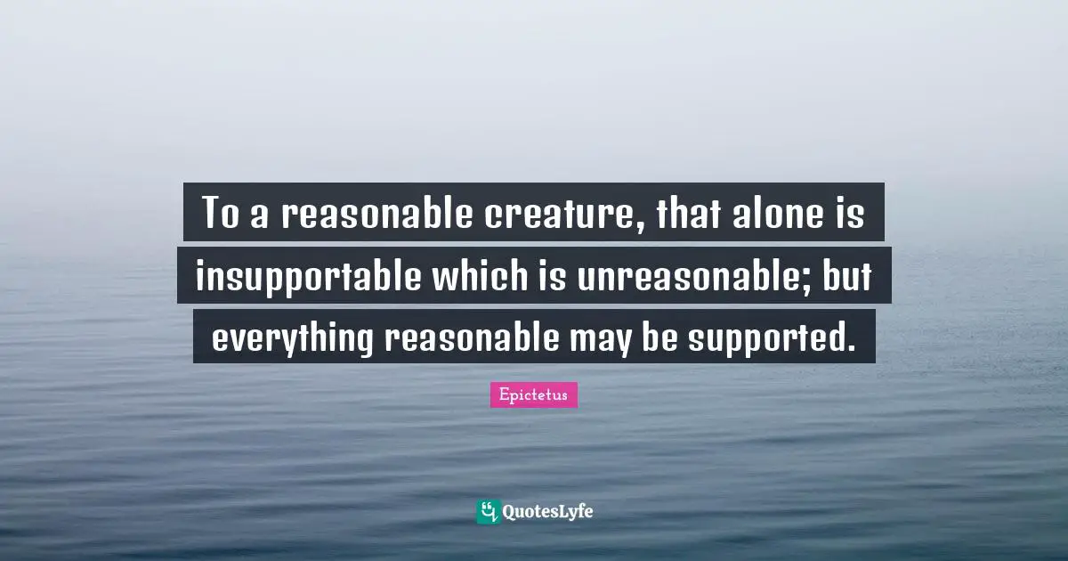 To a reasonable creature, that alone is insupportable which is unreasonable; but everything reasonable may be supported.