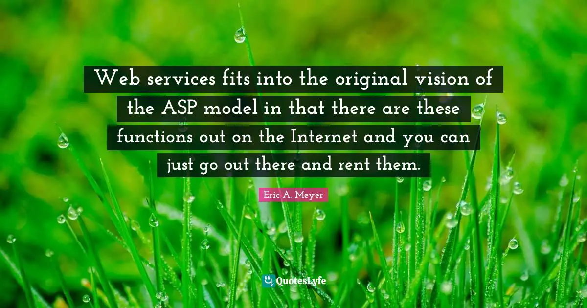 Web services fits into the original vision of the ASP model in that there are these functions out on the Internet and you can just go out there and rent them.