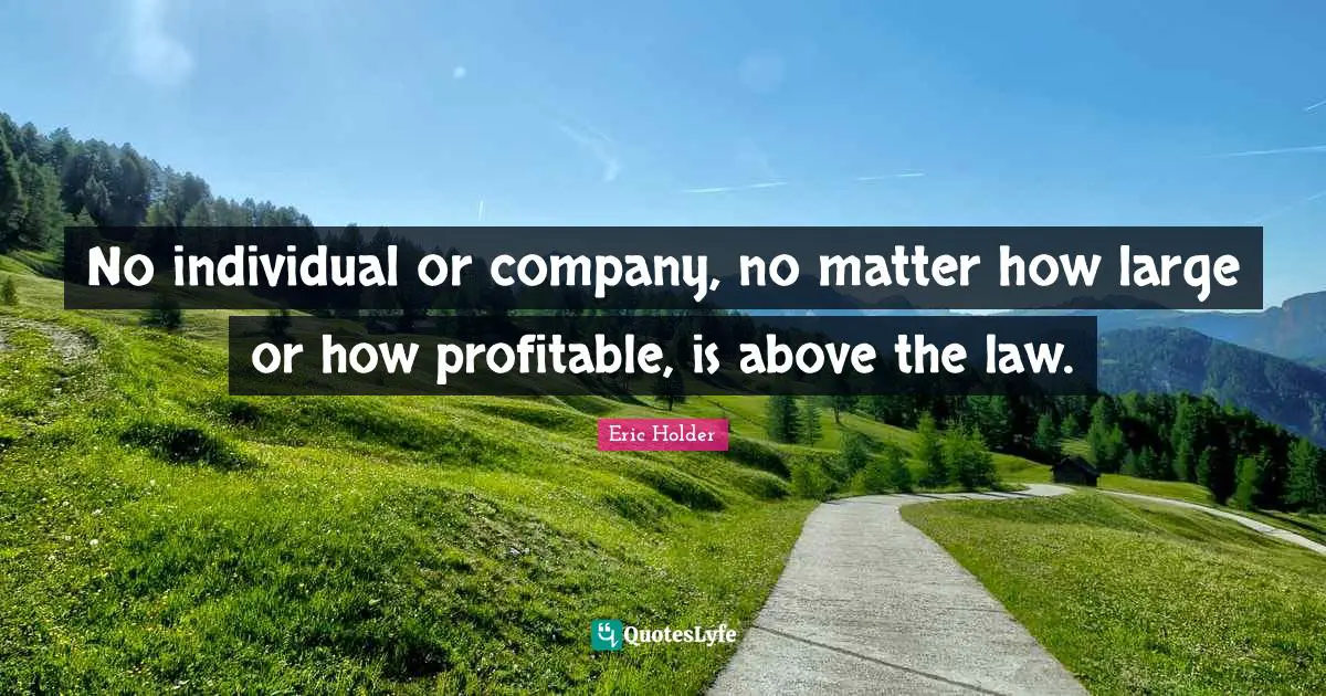 No individual or company, no matter how large or how profitable, is above the law.