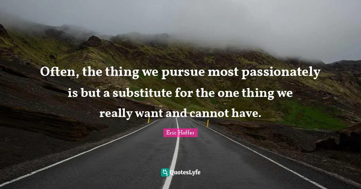 Often, the thing we pursue most passionately is but a substitute for the one thing we really want and cannot have.