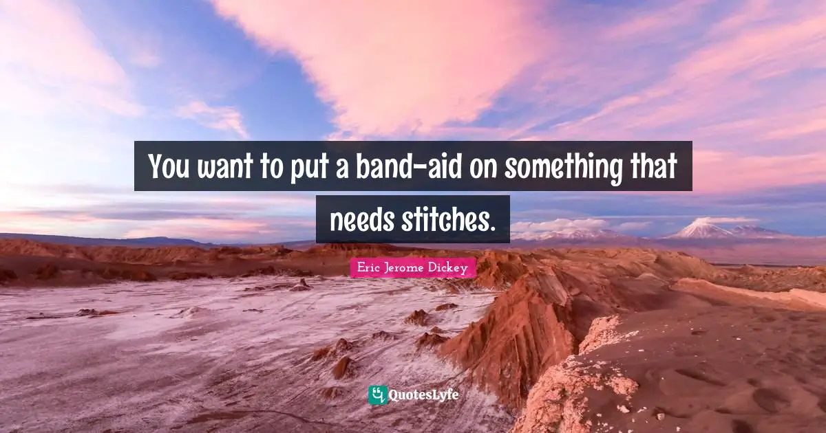 Stitches Quotes: "You want to put a band-aid on something that needs stitches."