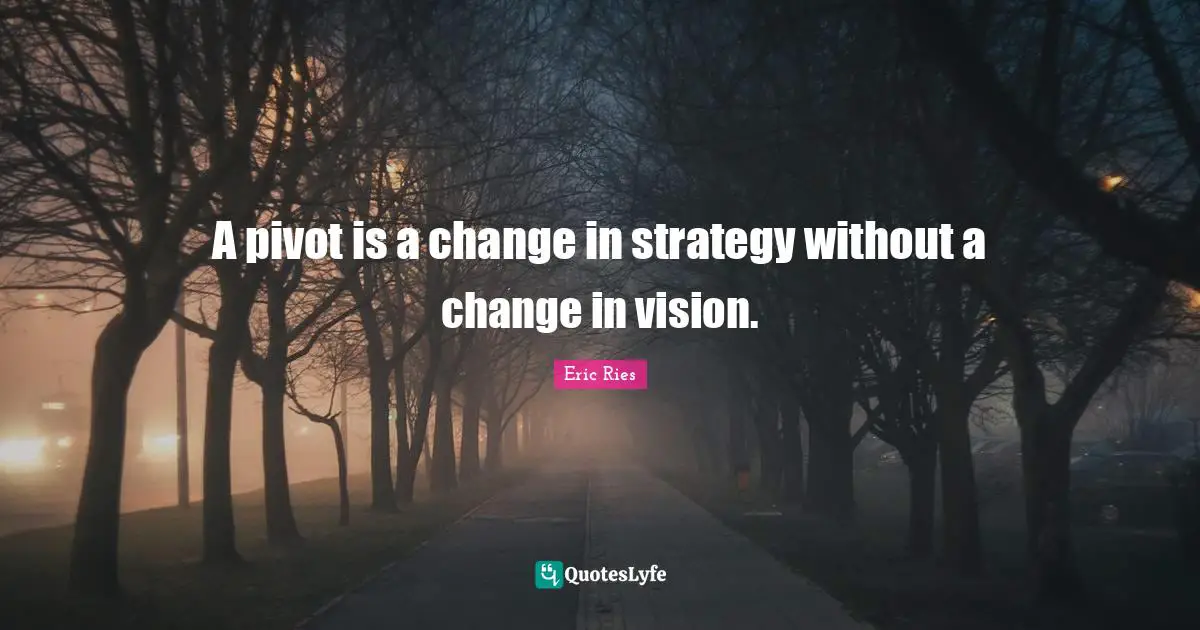 A pivot is a change in strategy without a change in vision.