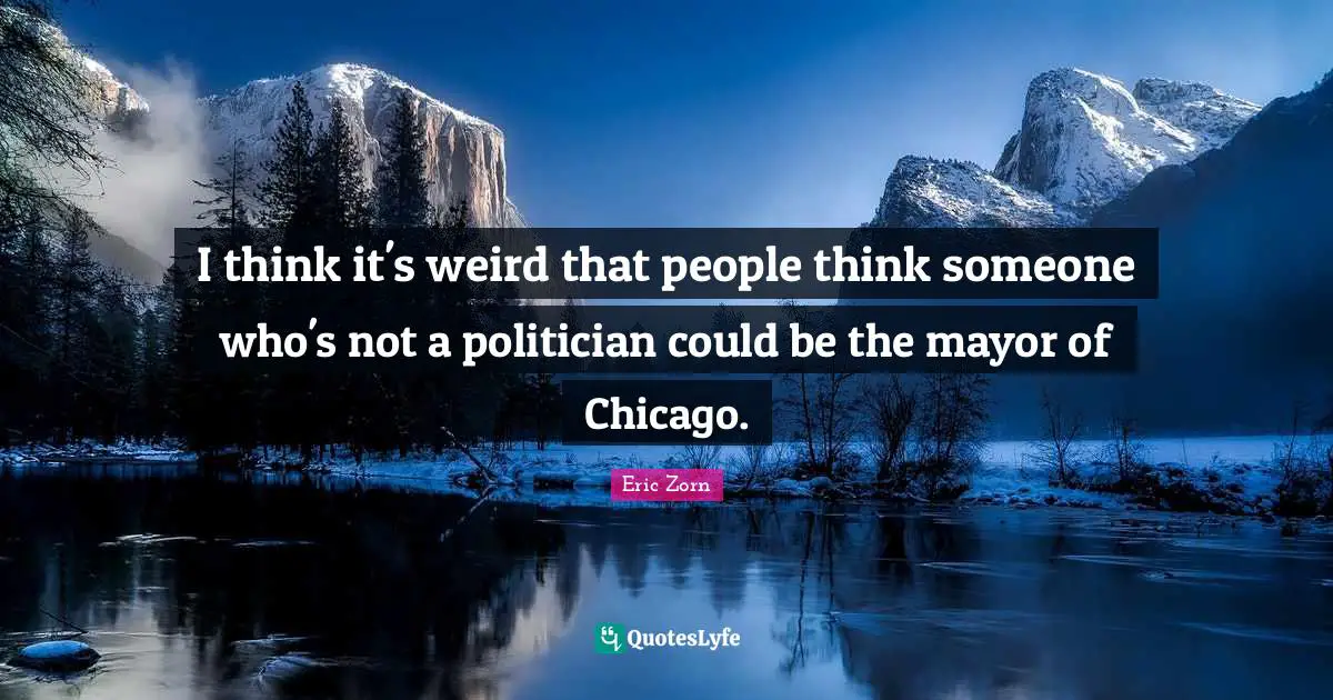I think it's weird that people think someone who's not a politician could be the mayor of Chicago.