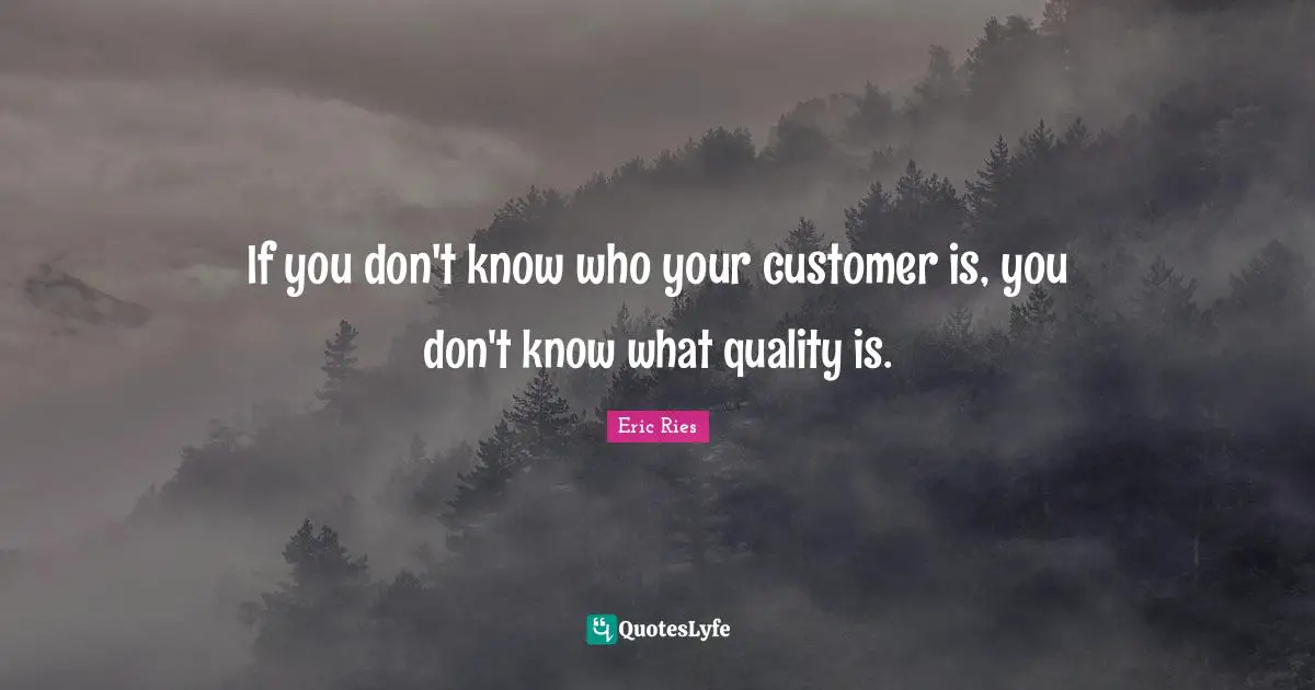 Eric Ries Quotes: "If you don't know who your customer is, you don't know what quality is."