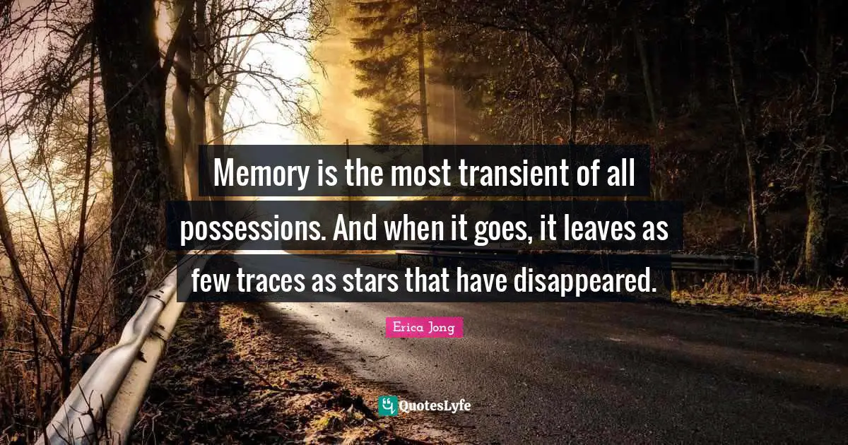Memory is the most transient of all possessions. And when it goes, it leaves as few traces as stars that have disappeared.