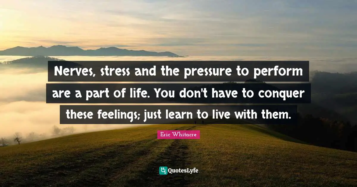 Nerves, stress and the pressure to perform are a part of life. You don't have to conquer these feelings; just learn to live with them.
