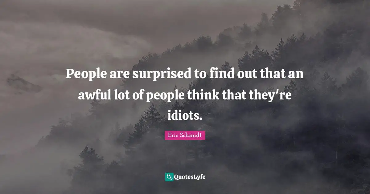 Eric Schmidt Quotes: "People are surprised to find out that an awful lot of people think that they're idiots."