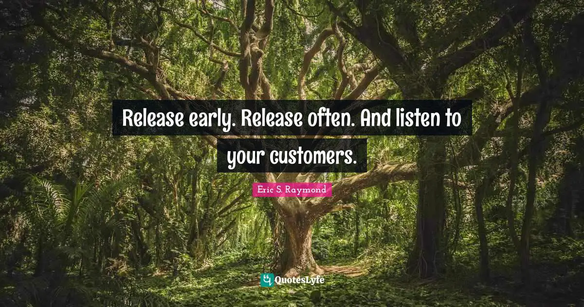 Release early. Release often. And listen to your customers.