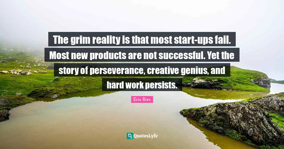 Eric Ries Quotes: "The grim reality is that most start-ups fail. Most new products are not successful. Yet the story of perseverance, creative genius, and hard work persists."