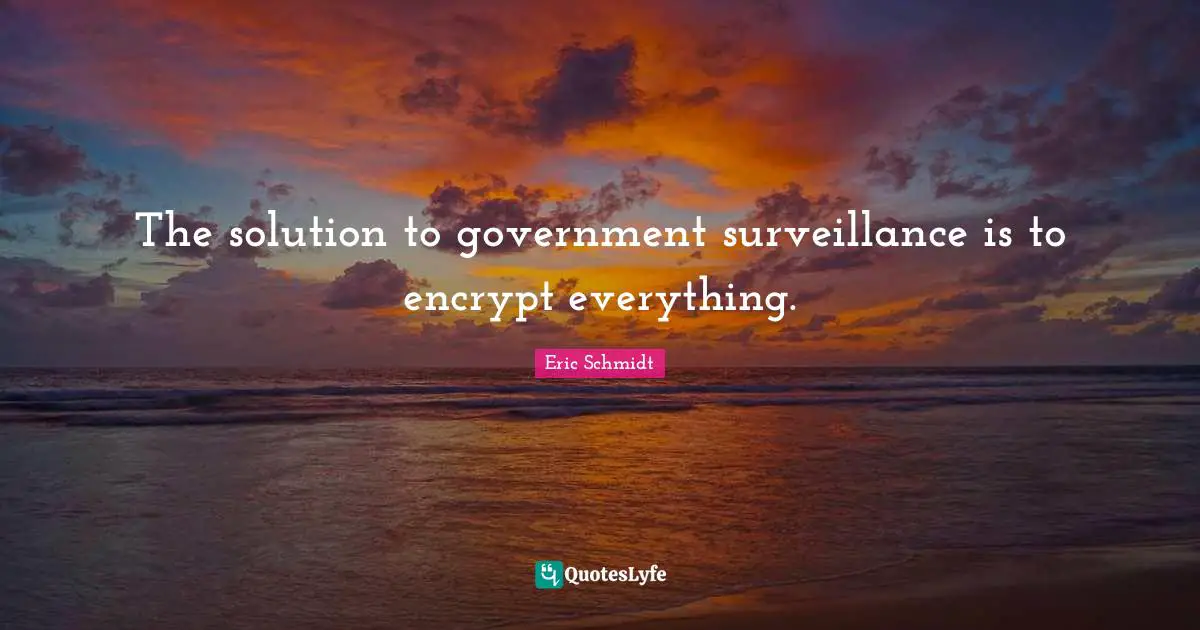 Eric Schmidt Quotes: "The solution to government surveillance is to encrypt everything."