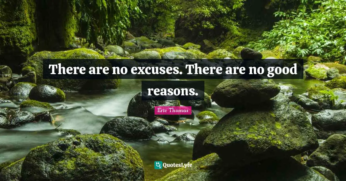 Excuses Quotes: "There are no excuses. There are no good reasons."