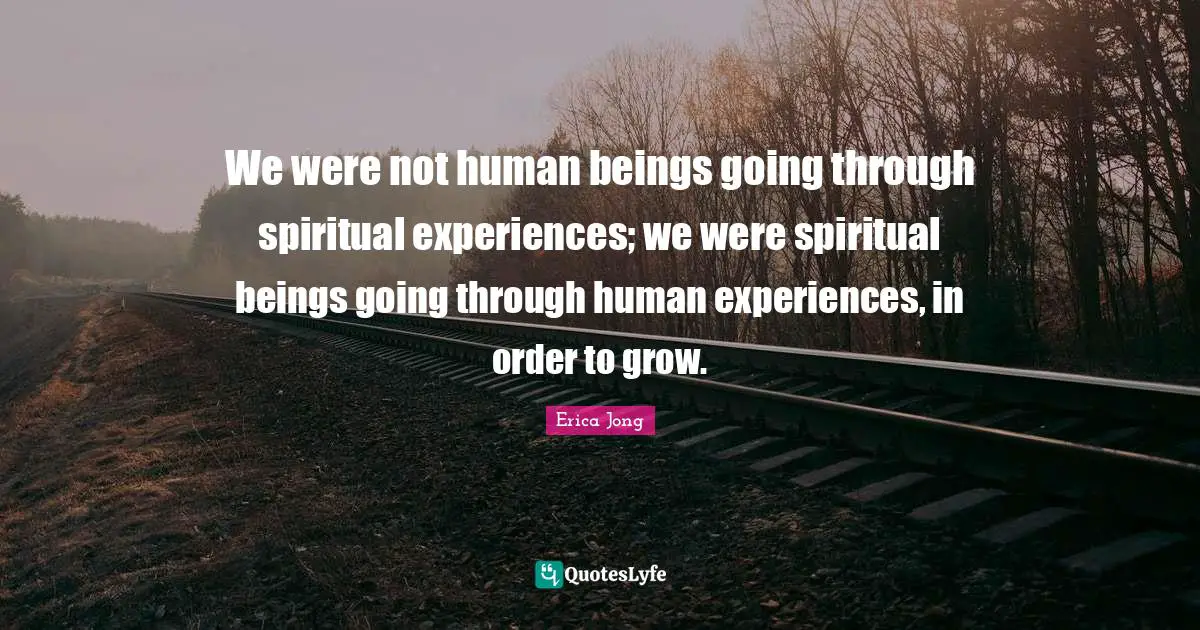 We were not human beings going through spiritual experiences; we were spiritual beings going through human experiences, in order to grow.