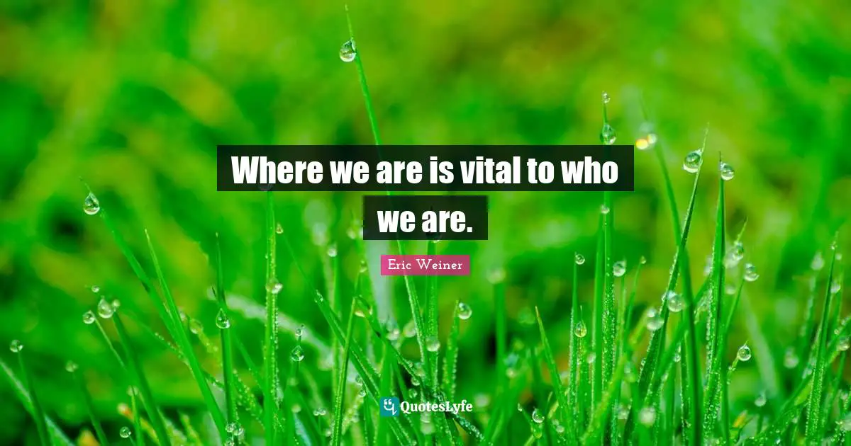 Where we are is vital to who we are.