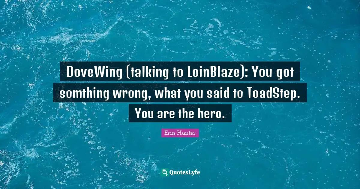 DoveWing (talking to LoinBlaze): You got somthing wrong, what you said to ToadStep. You are the hero.