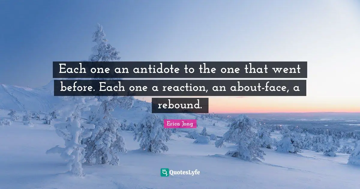 Each one an antidote to the one that went before. Each one a reaction, an about-face, a rebound.