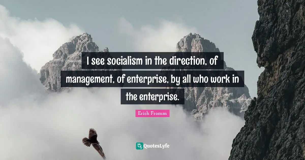 I see socialism in the direction, of management, of enterprise, by all who work in the enterprise.
