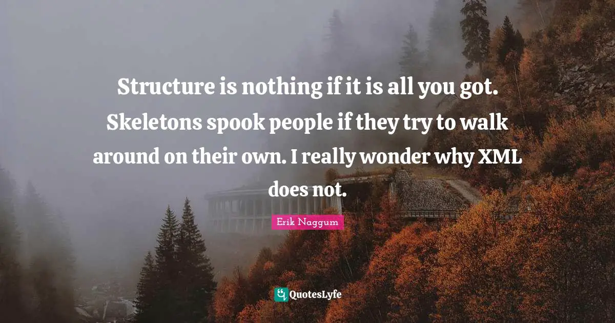Structure is nothing if it is all you got. Skeletons spook people if they try to walk around on their own. I really wonder why XML does not.