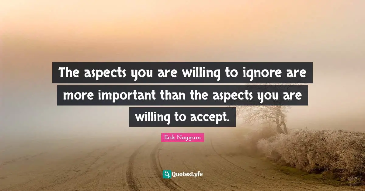 The aspects you are willing to ignore are more important than the aspects you are willing to accept.