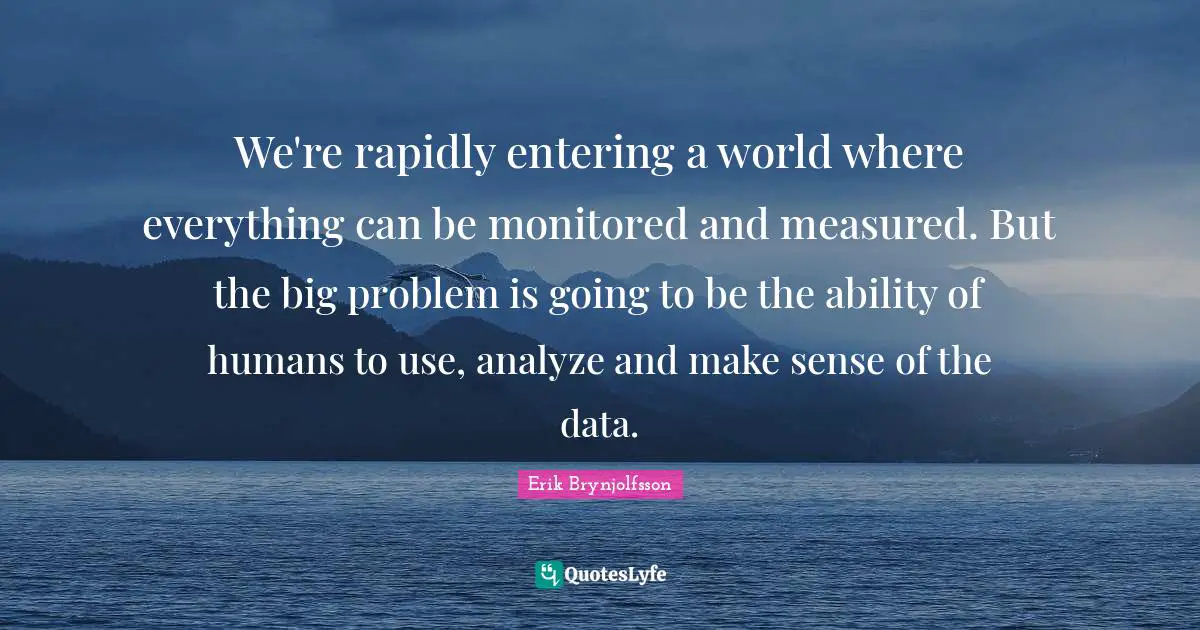 We're rapidly entering a world where everything can be monitored and measured. But the big problem is going to be the ability of humans to use, analyze and make sense of the data.