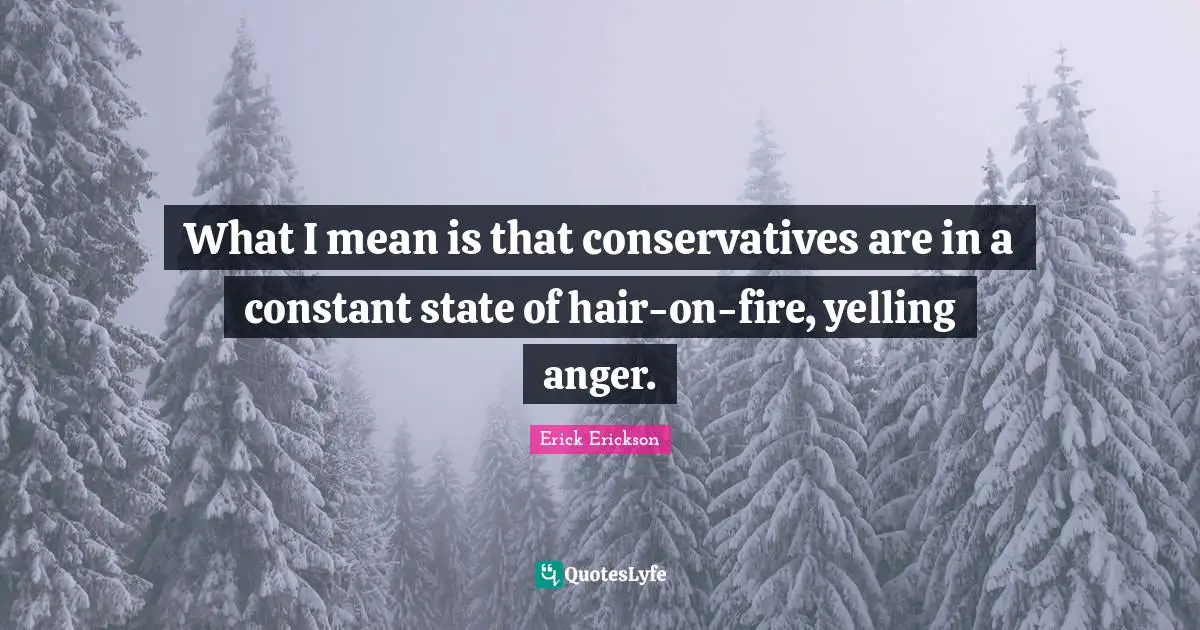 What I mean is that conservatives are in a constant state of hair-on-fire, yelling anger.