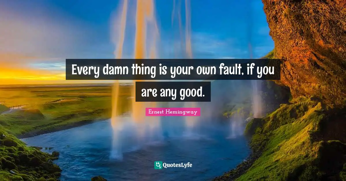 Every damn thing is your own fault, if you are any good.