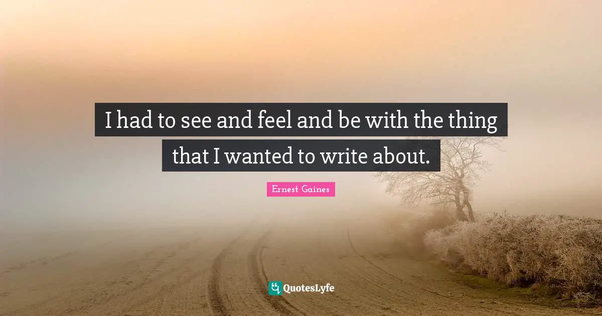 I had to see and feel and be with the thing that I wanted to write about.