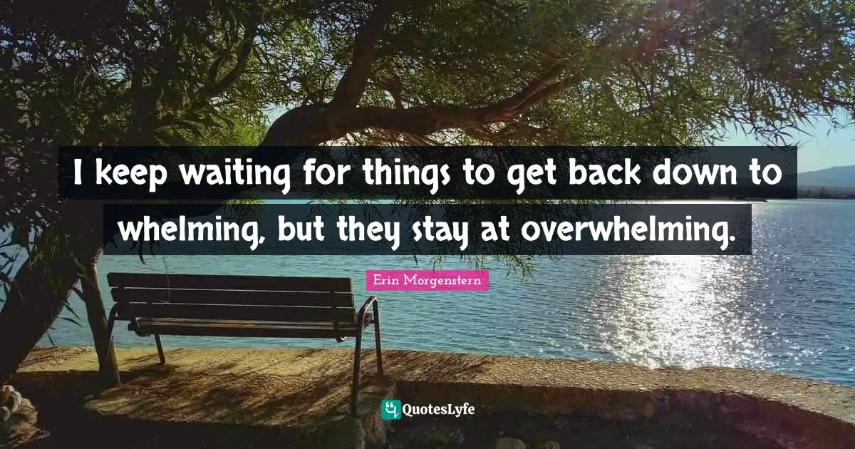 I keep waiting for things to get back down to whelming, but they stay at overwhelming.