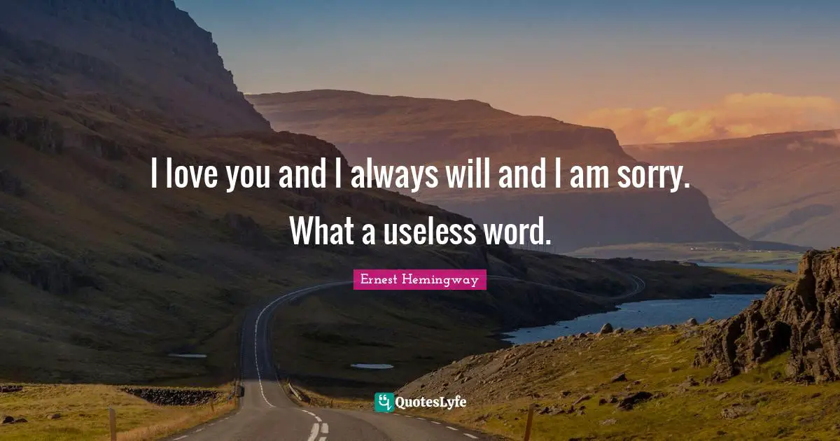 I love you and I always will and I am sorry. What a useless word.
