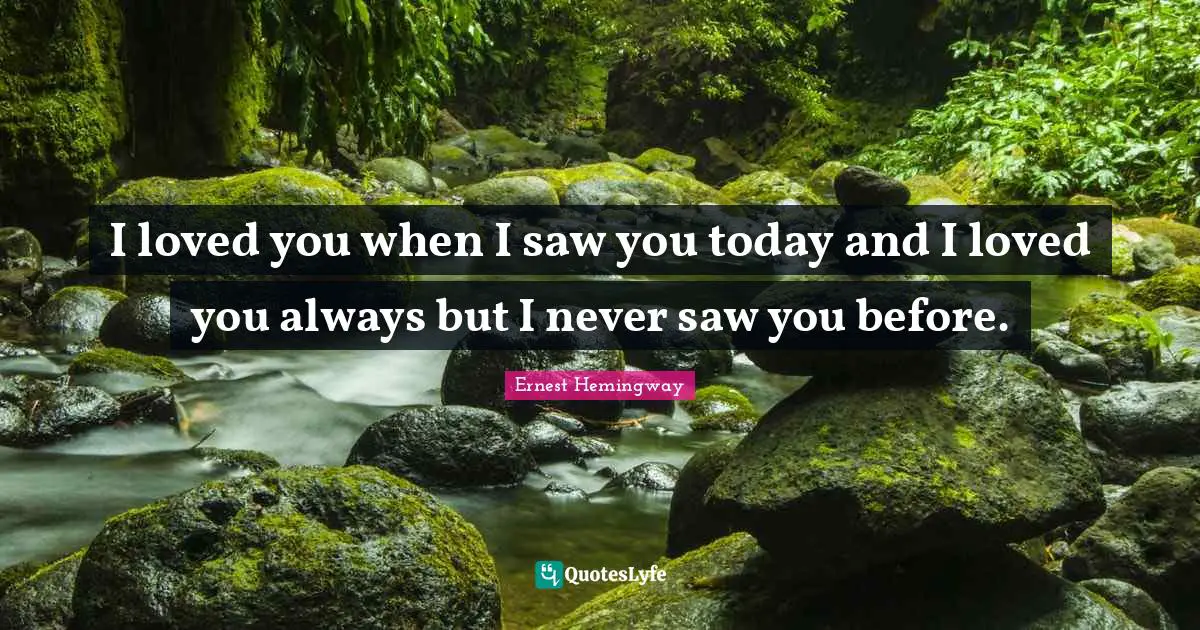 How To Be Loved Quotes: "I loved you when I saw you today and I loved you always but I never saw you before."