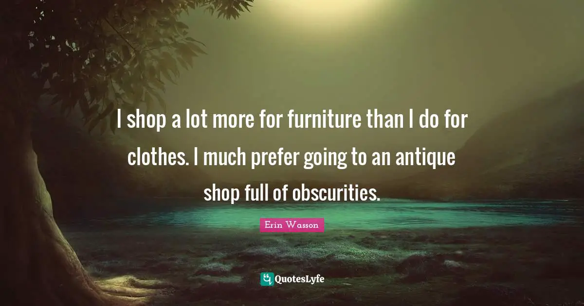 I shop a lot more for furniture than I do for clothes. I much prefer going to an antique shop full of obscurities.