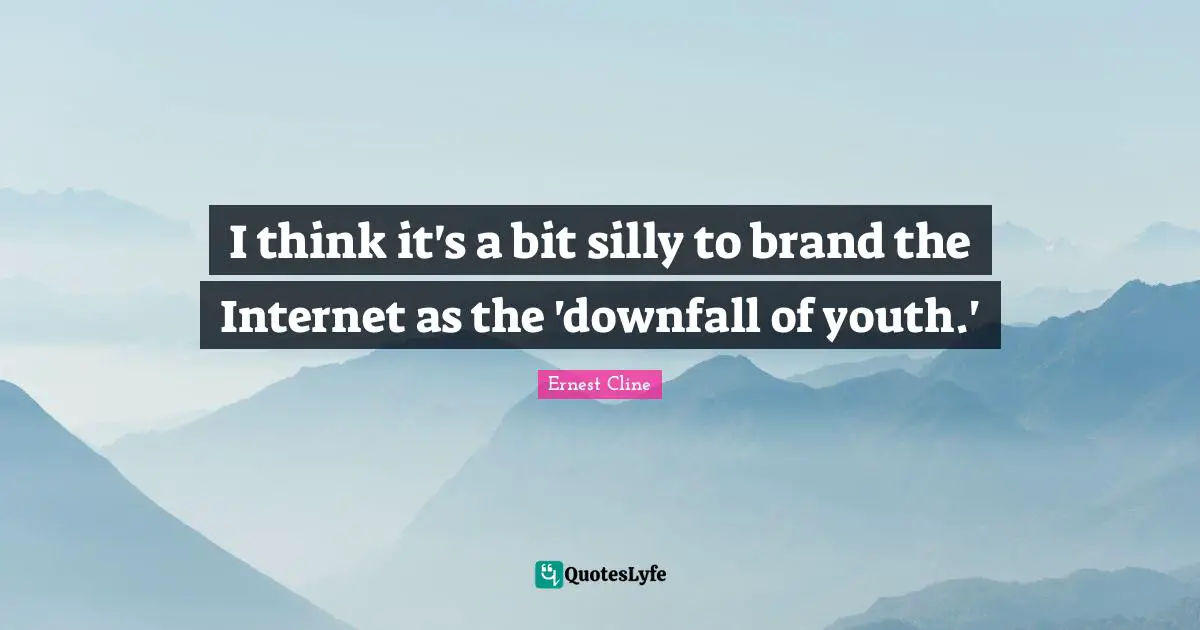 I think it's a bit silly to brand the Internet as the 'downfall of youth.'