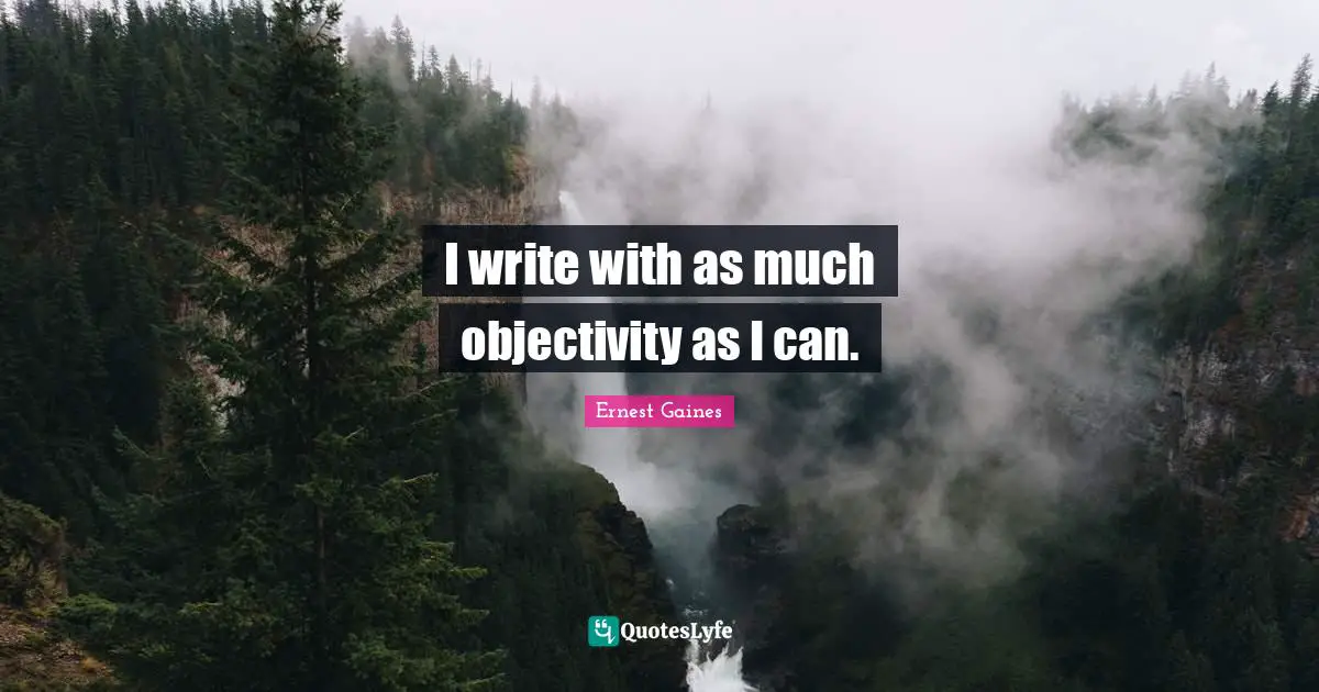 I write with as much objectivity as I can.