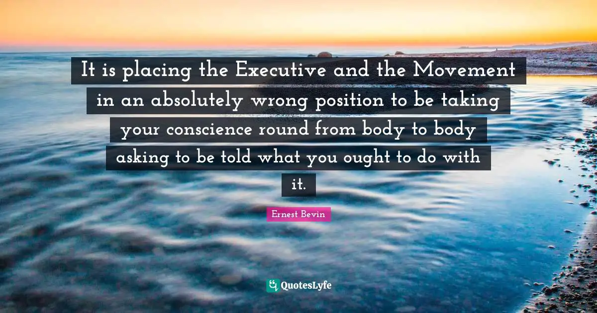 It is placing the Executive and the Movement in an absolutely wrong position to be taking your conscience round from body to body asking to be told what you ought to do with it.