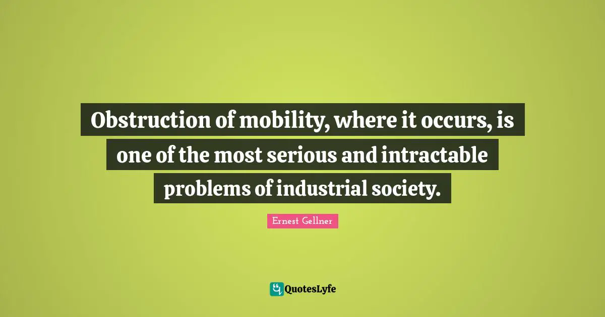 Obstruction of mobility, where it occurs, is one of the most serious and intractable problems of industrial society.