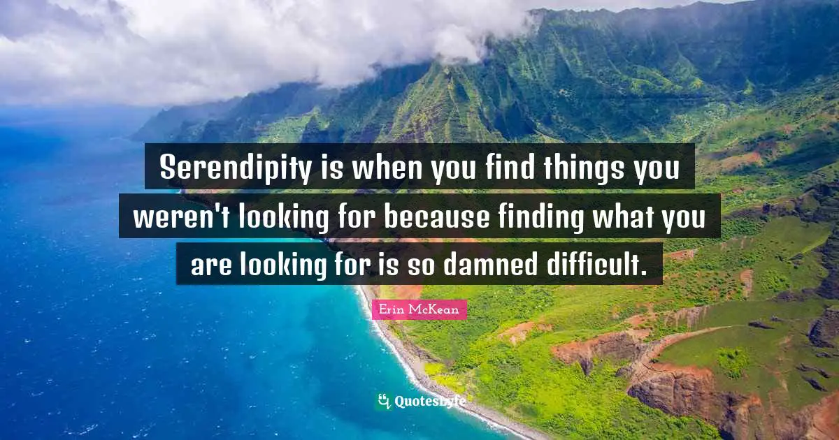 Serendipity Quotes: "Serendipity is when you find things you weren't looking for because finding what you are looking for is so damned difficult."