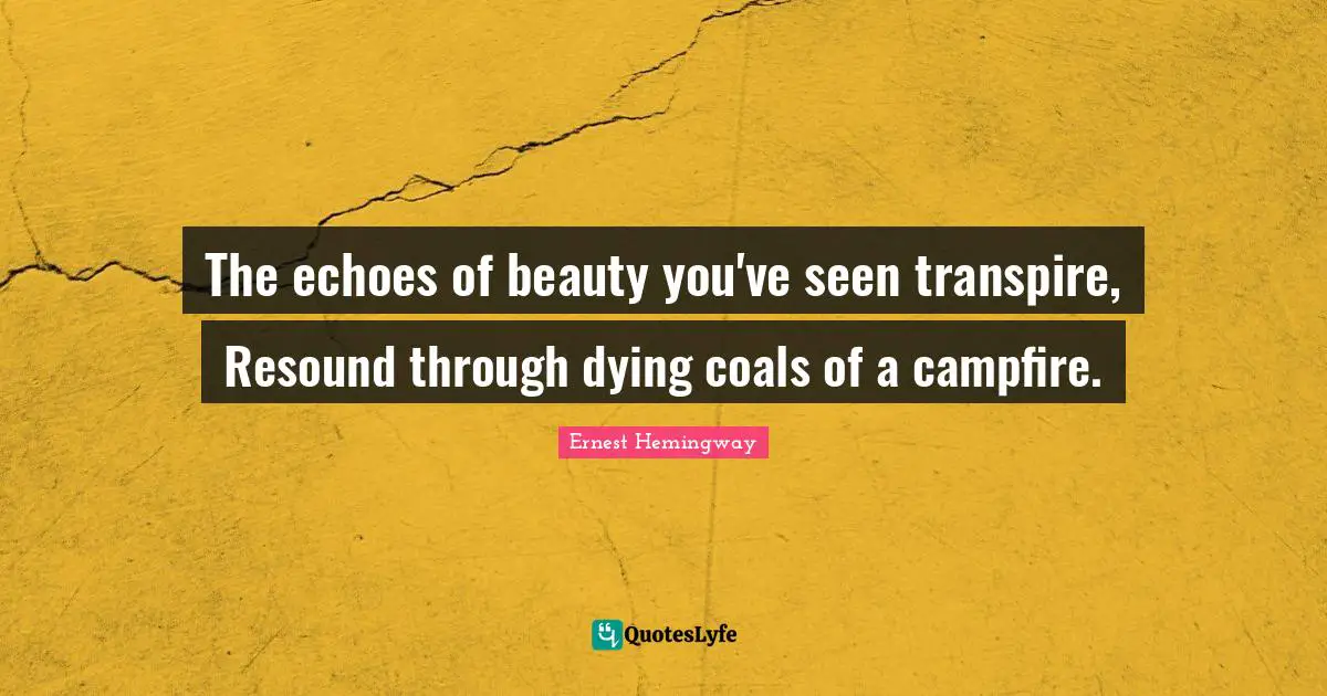 Dying Quotes: "The echoes of beauty you've seen transpire, Resound through dying coals of a campfire."