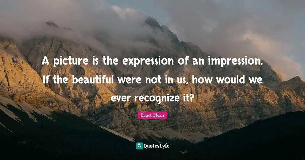 A picture is the expression of an impression. If the beautiful were not in us, how would we ever recognize it?