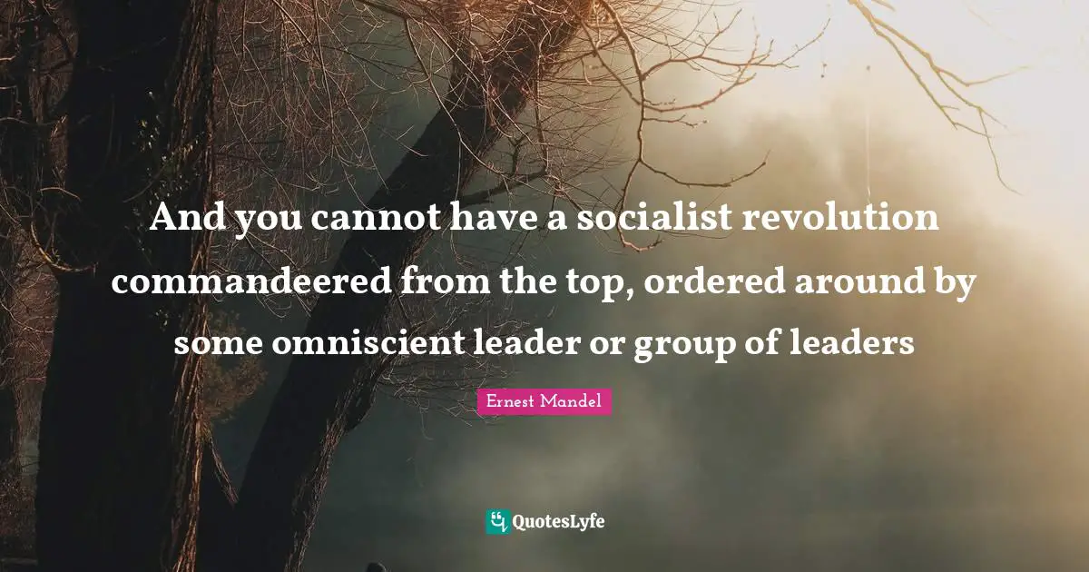And you cannot have a socialist revolution commandeered from the top, ordered around by some omniscient leader or group of leaders