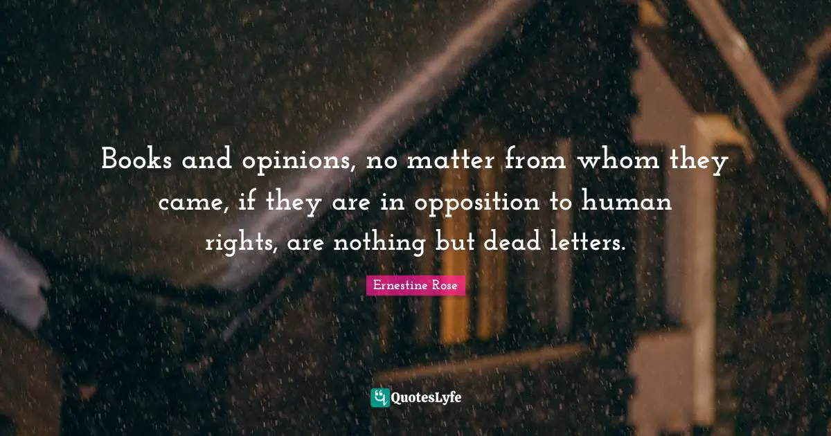 Books and opinions, no matter from whom they came, if they are in opposition to human rights, are nothing but dead letters.